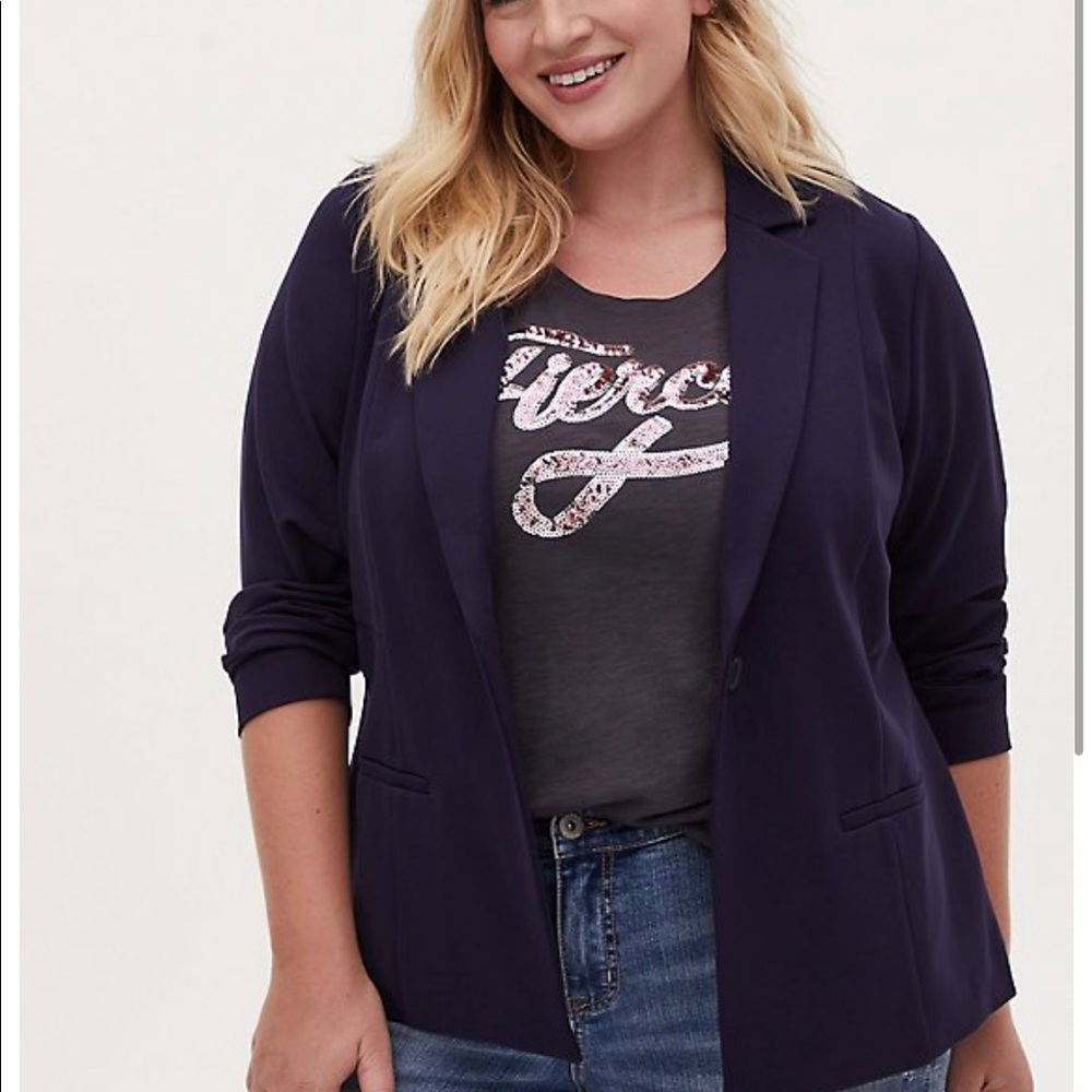 NWT Torrid NAVY PREMIUM PONTE CLASSIC BLAZER 3X 22-24